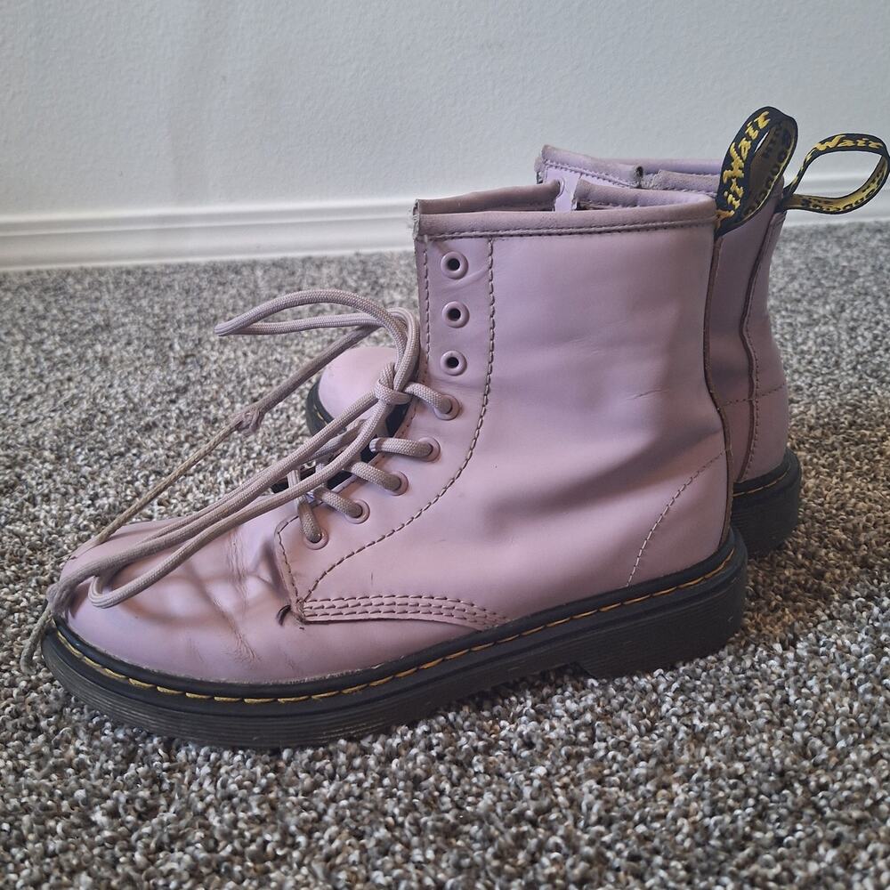 Dr. Martens 1460 Softy T Leather Lace Up Boots Youth Lavender Purple Girls 3
